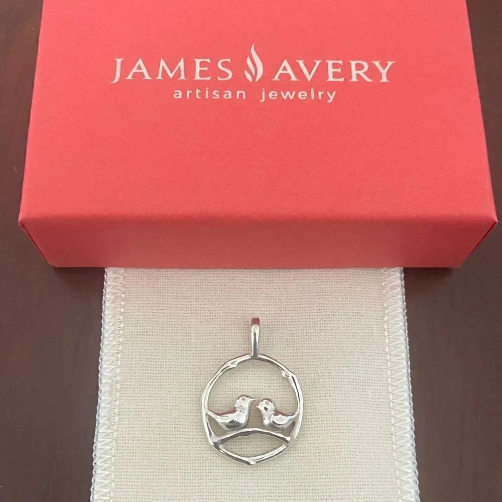 James Avery Retired Love Birds On Branch Pendant